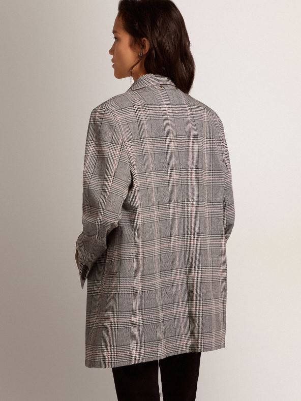 naised kollektsiooni üherealine bleiser halli ja valge prints of Walesi tšekigaGolden Goose B6B0T1036