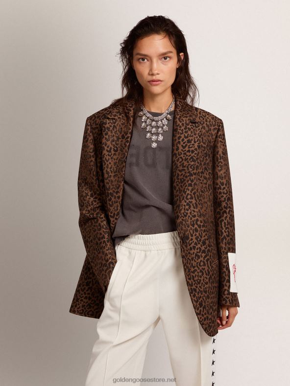 naised kollektsiooni üherealine tom boy bleiser villane jacquard loomamustrigaGolden Goose B6B0T940