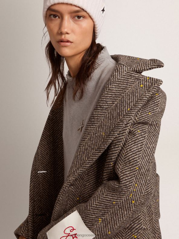 naised pikk kalasabakas mantel kollaste detailidegaGolden Goose B6B0T936