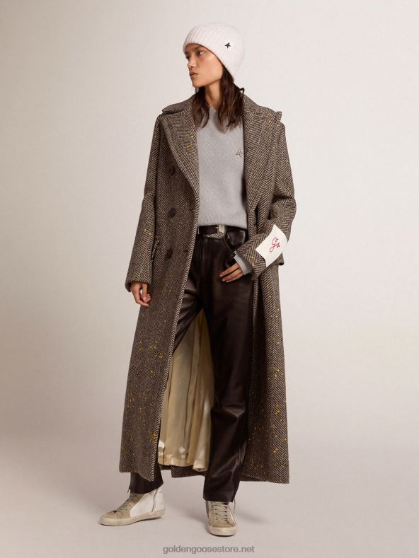 naised pikk kalasabakas mantel kollaste detailidegaGolden Goose B6B0T936