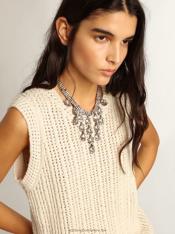 naised papüürusevärvi kootud varrukateta toppGolden Goose B6B0T1043