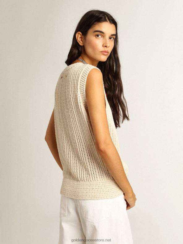 naised papüürusevärvi kootud varrukateta toppGolden Goose B6B0T1043