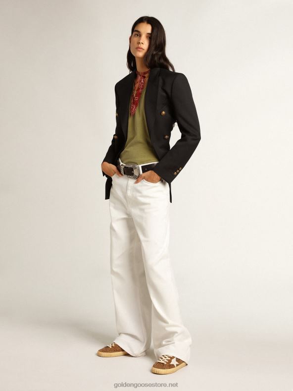 naised pesto-roheline tanktop valge kirjaga eesGolden Goose B6B0T1044