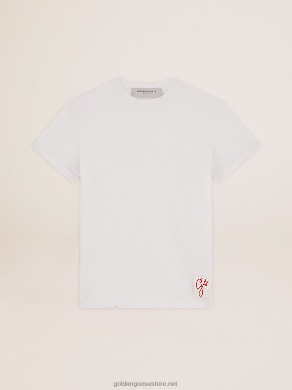 naised hädas valge slim-fit t-särkGolden Goose B6B0T1034