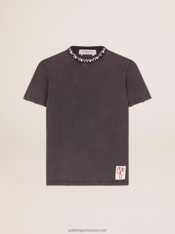 naised kollektsiooni t-särk antratsiithallis kabošoni kristallidegaGolden Goose B6B0T947