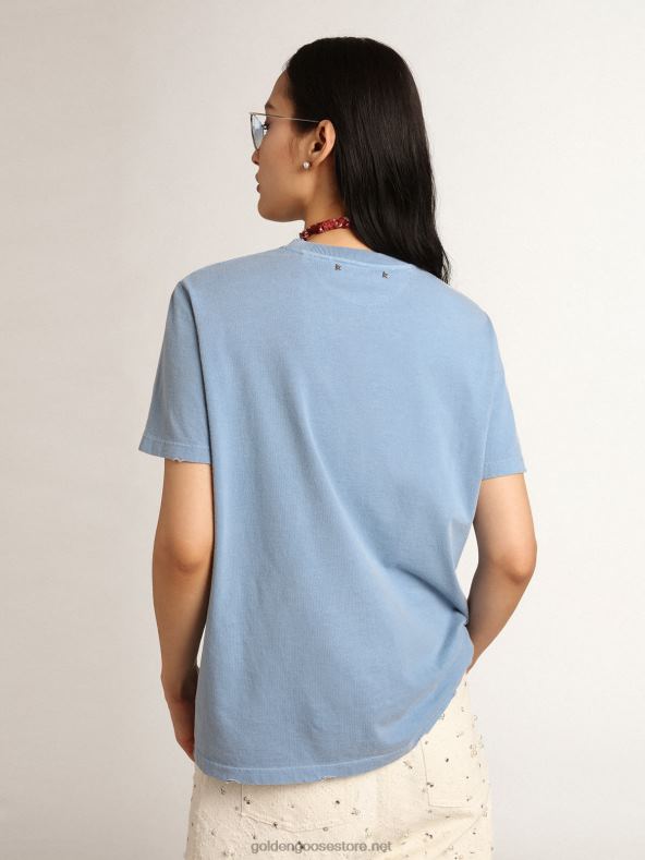 naised sadamasinise rännakukollektsiooni ahastuse efektiga T-särk toon-toonis kuldse kirjaga B6B0T1000