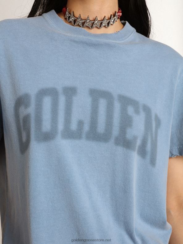 naised sadamasinise rännakukollektsiooni ahastuse efektiga T-särk toon-toonis kuldse kirjaga B6B0T1000