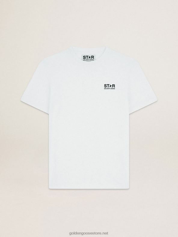 naised valge star kollektsiooni t-särk kontrastse musta logo ja tähegaGolden Goose B6B0T953