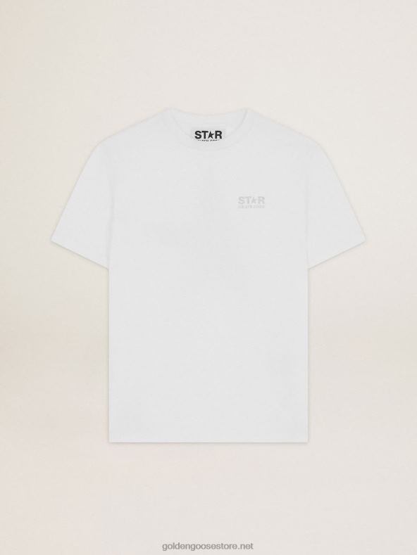 naised valge tähtkollektsiooni t-särk logo ja tärniga hõbedases sädelusesGolden Goose B6B0T963