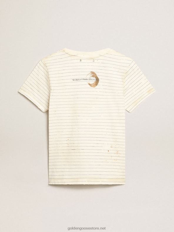 naised valge t-särk vintage märkmikuefektigaGolden Goose B6B0T916
