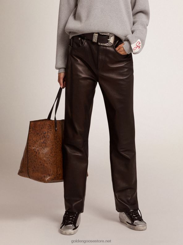 naised kollektsiooni laienevad lühendatud püksid pehmest mustast nappanahastGolden Goose B6B0T1038