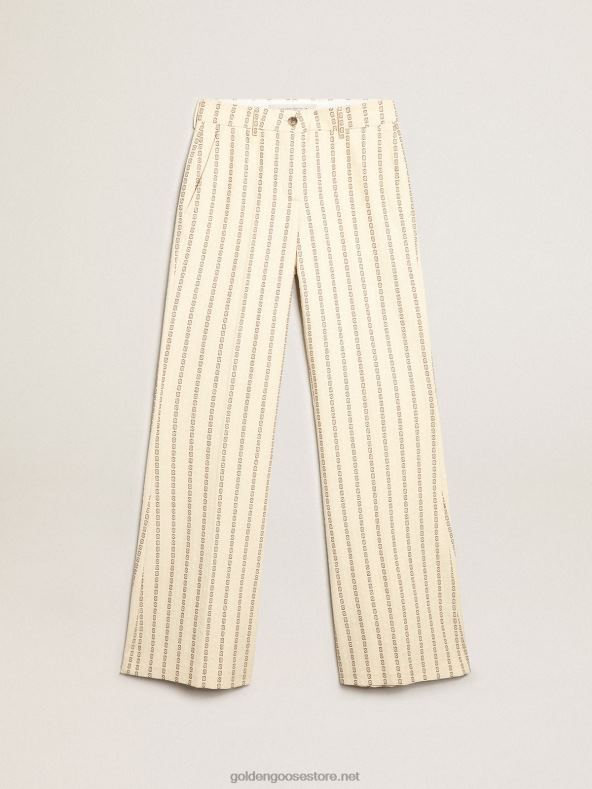 naised kreemjas žakaarmotiiviga puuvillased püksidGolden Goose B6B0T1048