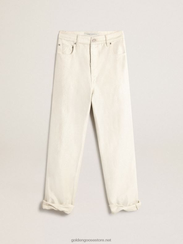 naised kuldsed valged teksapüksid B6B0T974