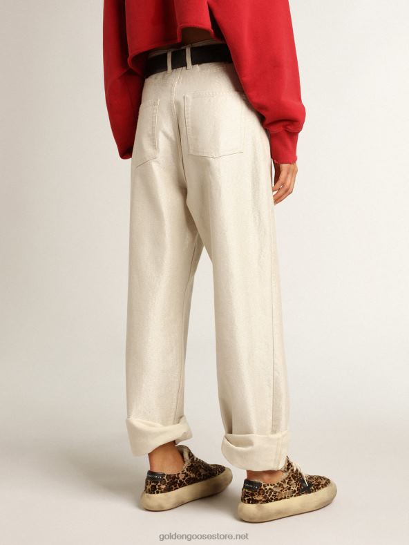 naised kuldsed valged teksapüksid B6B0T974