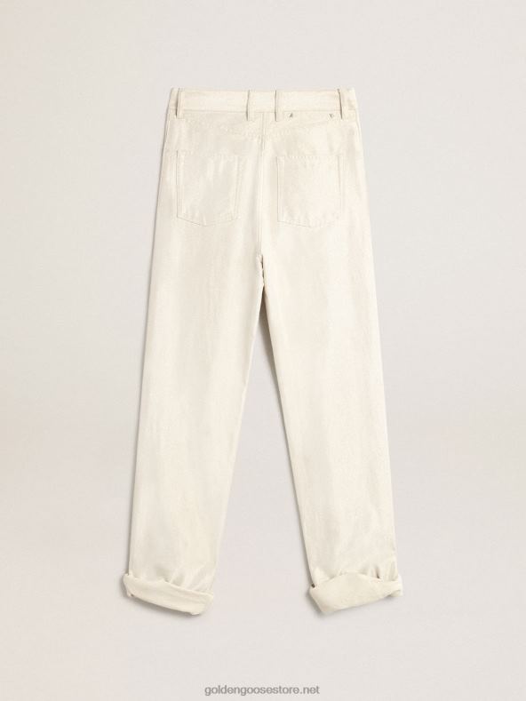 naised kuldsed valged teksapüksid B6B0T974