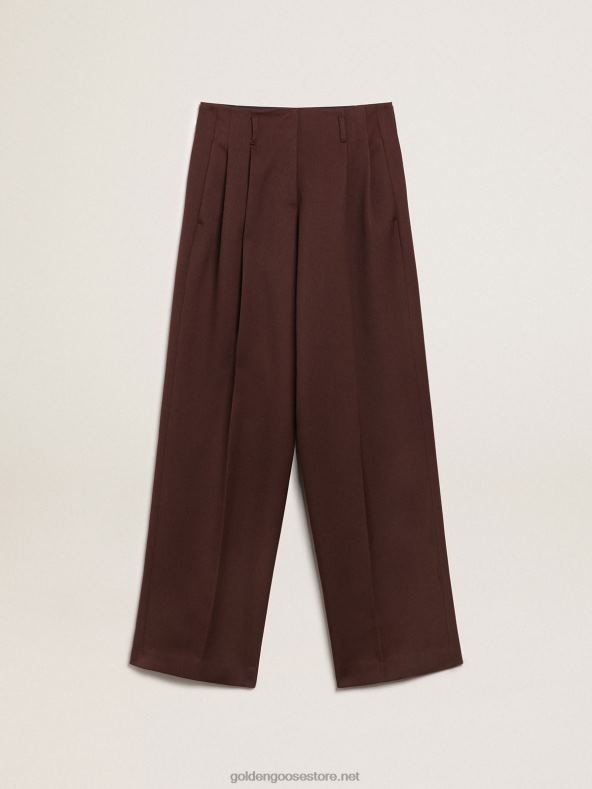 naised travel collection flavia püksid siguri-kohvivärvi villasest gabardiinistGolden Goose B6B0T996