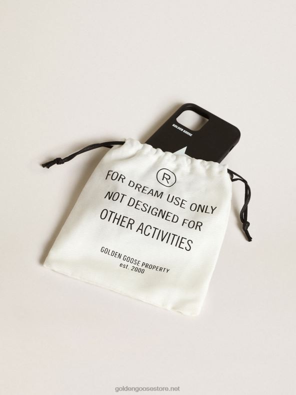 naised must iphone 12 ja 12 pro max ümbris kontrastse valge logo ja logopaeltegaGolden Goose B6B0T298