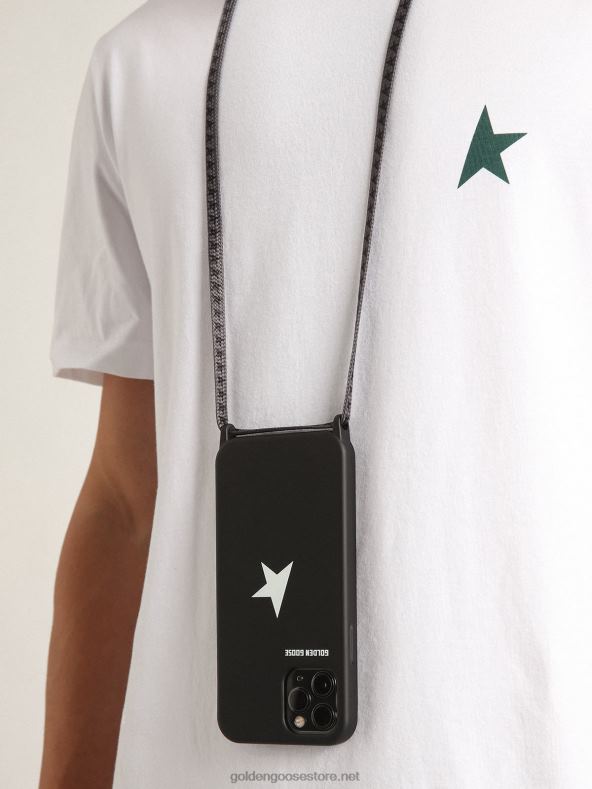 naised must iphone 12 ja 12 pro max ümbris kontrastse valge logo ja logopaeltegaGolden Goose B6B0T298