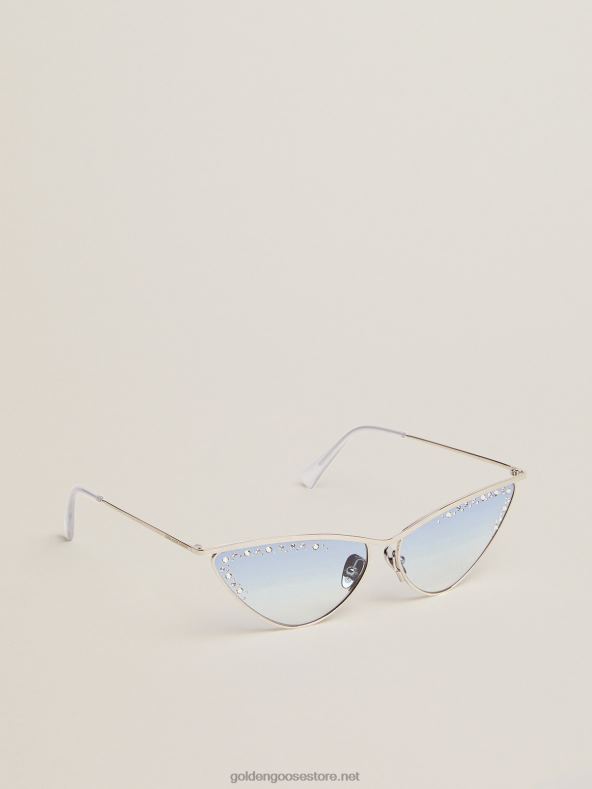 naised kassisilma stiilis päikeseraam scarlett hõbedase raami ja kristallidegaGolden Goose B6B0T312