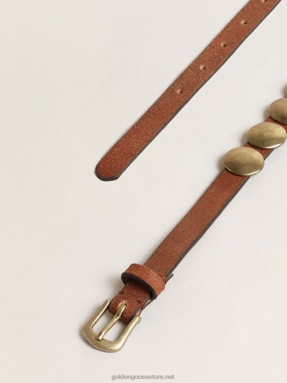 naised Trinidadi vöö vananenud punakaspruunist nahast kuldsete maxi trukkidegaGolden Goose B6B0T389