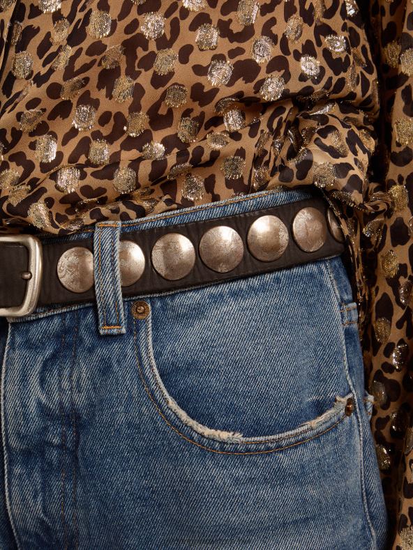 naised must trinidadi vöö pestud nahast vanandatud hõbedase värvi naastudegaGolden Goose B6B0T317