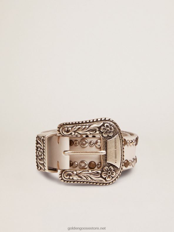 naised valgest nahast pitsist vöö värviliste naastudegaGolden Goose B6B0T343