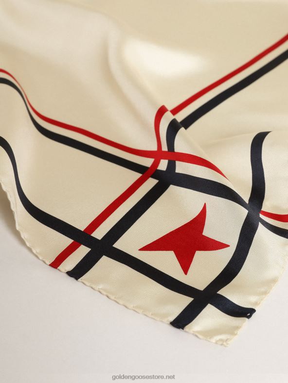 naised kollektsiooni sall valge kontrastsete tärnide ja triipudegaGolden Goose B6B0T307