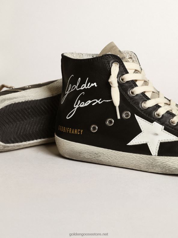 naised mustast nappa-nahast francy tossud valge nahktähe ja tuvihalli seemisnahast keelegaGolden Goose B6B0T262