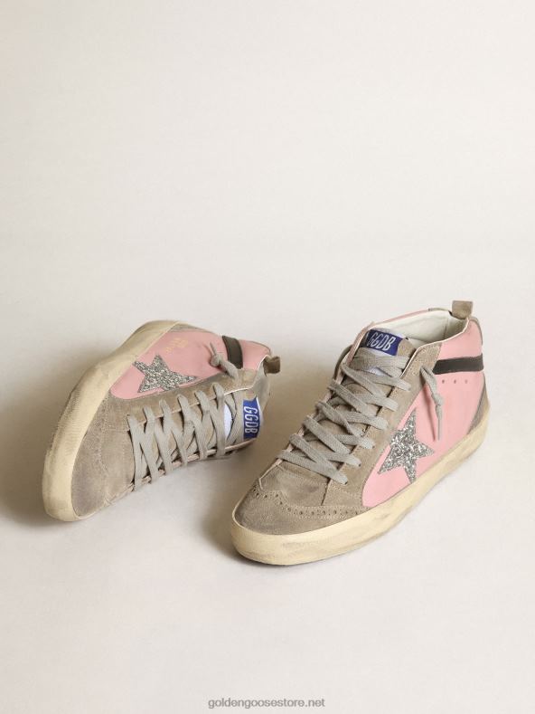 naised mid star ltd roosast nahast tossud hõbedase sädeleva tähe ja musta nahast välgugaGolden Goose B6B0T81