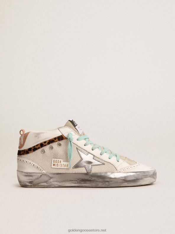 naised mid star tossud hõbedase metallist nahast kontsa ja leopardimustrilise poni naha välgugaGolden Goose B6B0T56