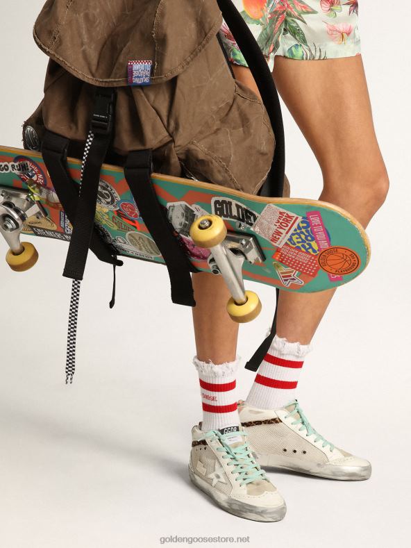 naised mid star tossud hõbedase metallist nahast kontsa ja leopardimustrilise poni naha välgugaGolden Goose B6B0T56