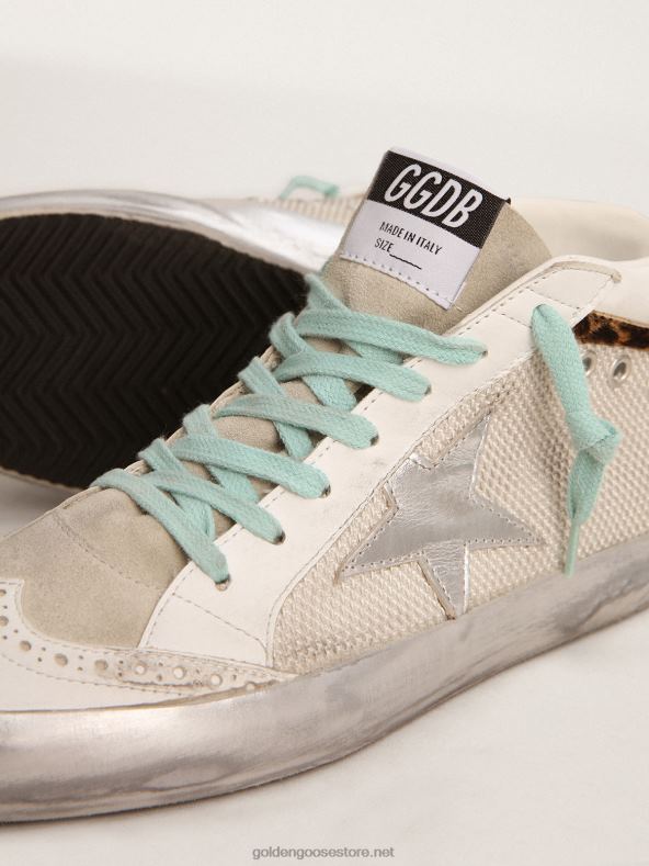 naised mid star tossud hõbedase metallist nahast kontsa ja leopardimustrilise poni naha välgugaGolden Goose B6B0T56