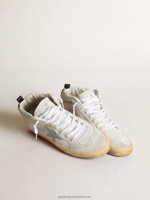 naised valgest seemisnahast keskmise tärniga tossud tähe ja välguga hõbedaste swarovski mikrokristallidegaGolden Goose B6B0T37