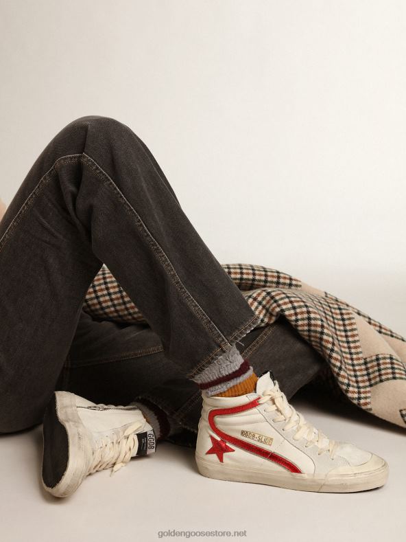 naised slaid punase lamineeritud nahast tähe ja välgugaGolden Goose B6B0T187