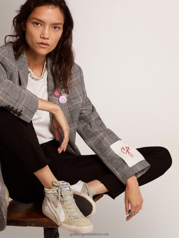 naised slide tossud jäähalli seemisnahast tähe ja valge nahast välgugaGolden Goose B6B0T51