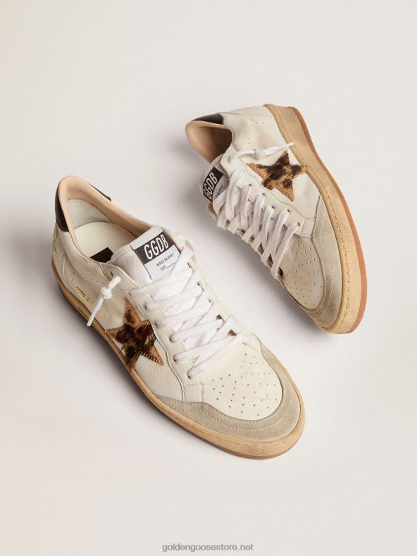 naised ball star tossud leopardimustrilise poni nahatähe ja musta nahast kontsagaGolden Goose B6B0T7