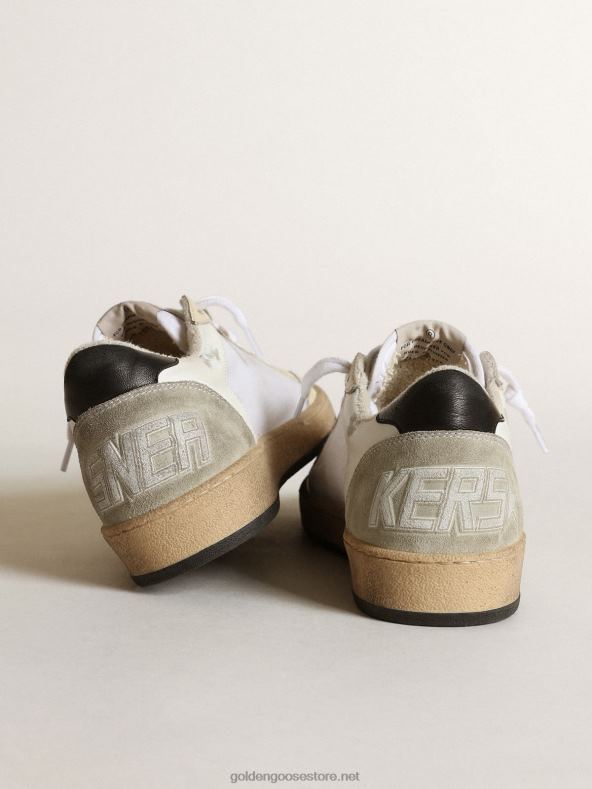 naised valgest lõuendist ja nahast ball star tossud elevandiluust nahast vahetükkide ja musta nappa nahast tähegaGolden Goose B6B0T84