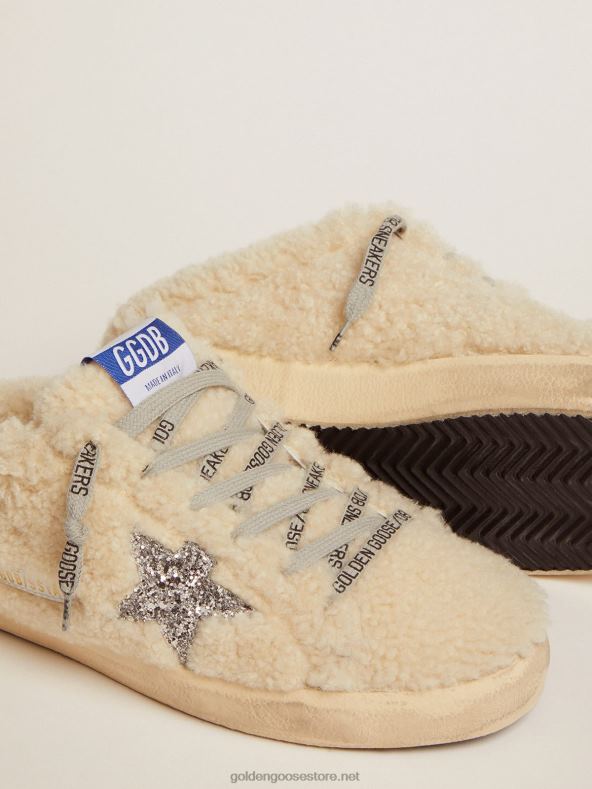 naised super-staar sabotid valges shearlingis särava tähegaGolden Goose B6B0T67