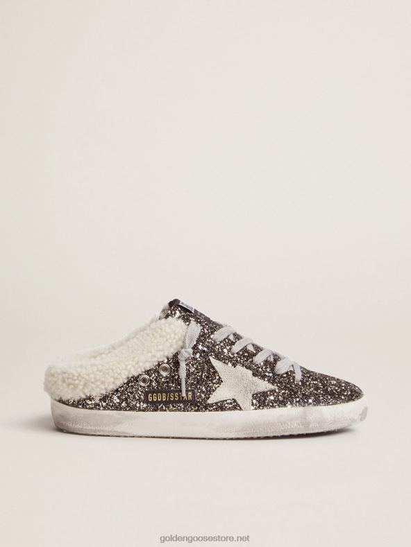 naised super-staari sabot-stiilis tossud, millel on sära ja vooderGolden Goose B6B0T102