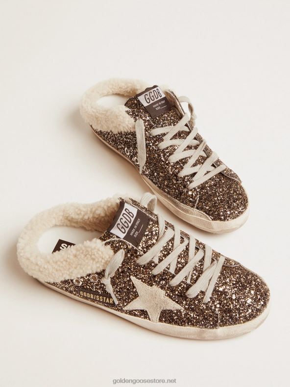 naised super-staari sabot-stiilis tossud, millel on sära ja vooderGolden Goose B6B0T102