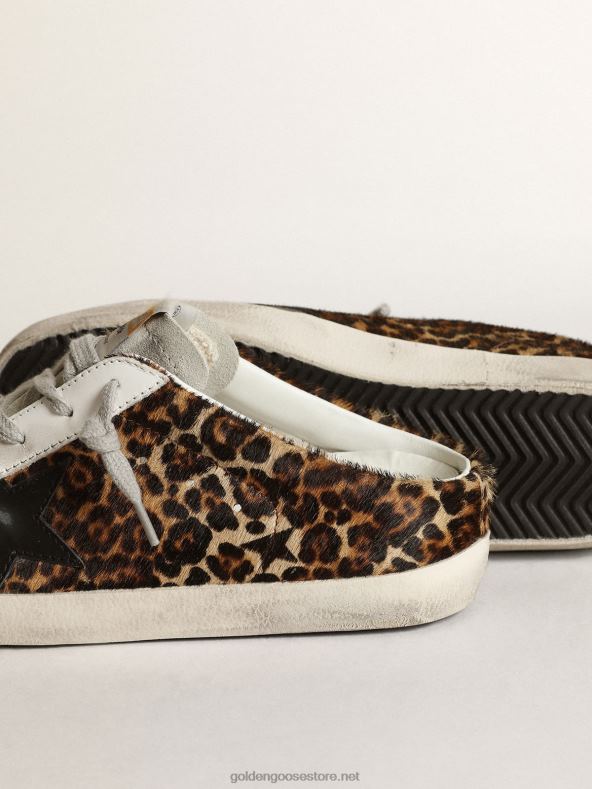 naised superstaarsabotid leopardimustrilisest poni nahast musta nahast tähe ja jäähalli seemisnahast keelegaGolden Goose B6B0T15