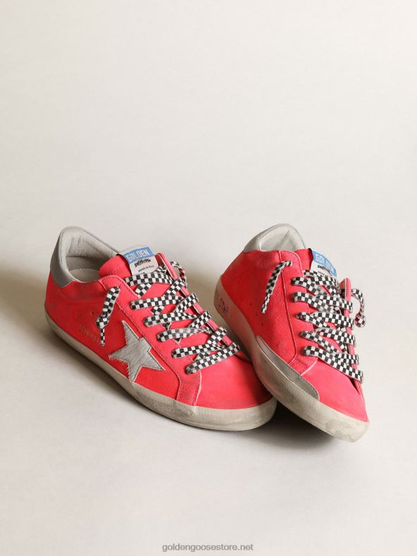 naised fluorestseeruvast homaarivärvi seemisnahast superstaar-tossud valge poninahast tähegaGolden Goose B6B0T54