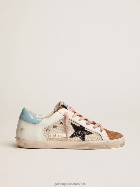 naised helehallist võrgust ja valgest nahast super-star tossud musta sädeleva tähegaGolden Goose B6B0T227