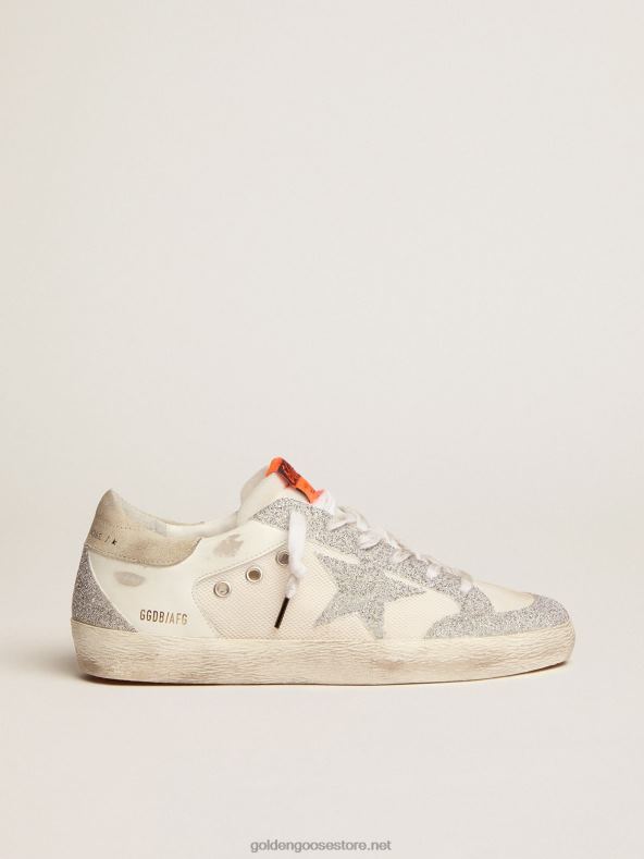 naised super-star ltd valgest nahast ja võrgust tähega ja hõbedaste swarovski mikrokristallidegaGolden Goose B6B0T228