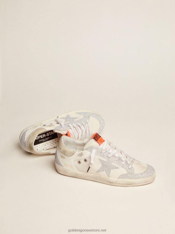 naised super-star ltd valgest nahast ja võrgust tähega ja hõbedaste swarovski mikrokristallidegaGolden Goose B6B0T228