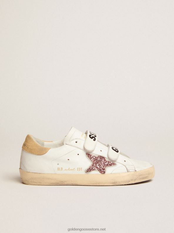 naised vana kooli tossud roosa sädeleva tähe ja liivavärvi seemisnahast kontsagaGolden Goose B6B0T278