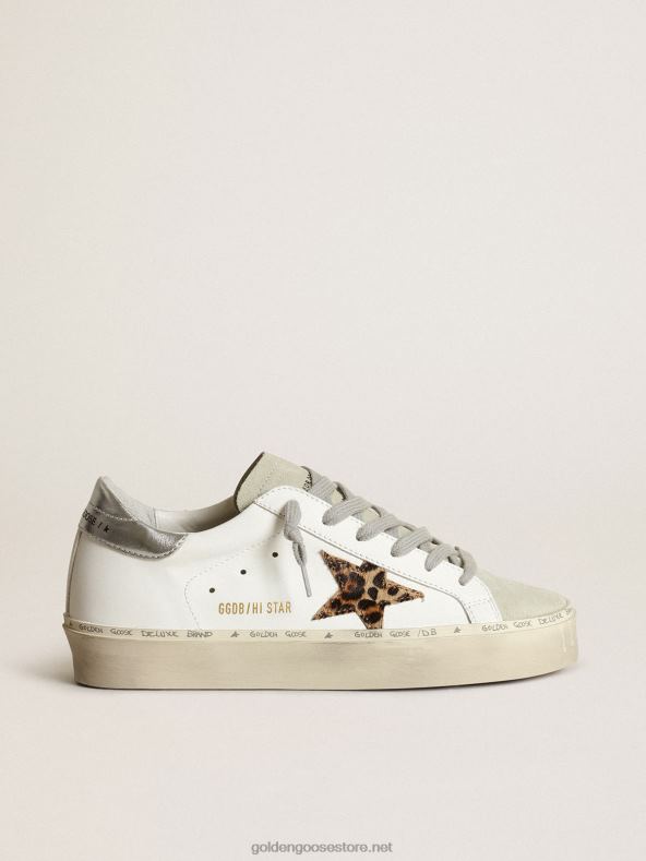 naised hi star tossud leopardimustrilise poni nahatähe ja hõbedase metallist nahast kontsagaGolden Goose B6B0T253