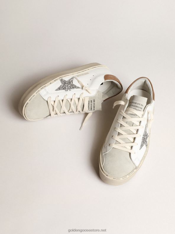 naised tere täht hõbedase sädeleva tähe ja tuvihalli nubukivärvi kontsagaGolden Goose B6B0T218